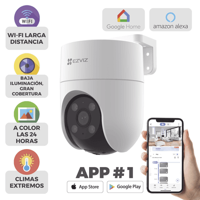 Camara PT WiFi / 2 Megapixel / Cobertura 360° / Detección humana / Seguimiento Inteligente / Sirena / Luz Parpadeante / Colores en Oscuridad / Micro SD / Audio de Dos Vías / Exterior Con Protección CS-H8C EZVIZ