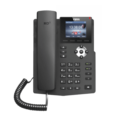 Teléfono IP empresarial para 2 lineas SIP con pantalla LCD de 2.4 Pulgadas a color y conferencia de 3 vías, PoE X3SP FANVIL