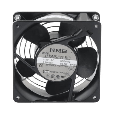 Ventilador Axial Compacto / 4 Pulgadas / 49 CFM / 115 Vca / Acero / Negro / 50,000 Horas / Protección Térmica