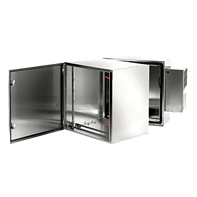 Gabinete de Pared / Bisagra Doble / NEMA 4 4X 12 / Acero Inoxidable 304 / 12U / 24.4 in Alto x 23.6 in Ancho x 31.1 in Fondo / Cepillado #3 / Rack 19" PTHS242430XA HOFFMAN