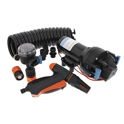Bomba de Lavado de Uso Pesado en Kit para Uso Marino / HD6 12V 6GPM 70PSI / Autocebante / Alta Presión / Sin Daños en Seco / Interruptor de Presión Integrado P601J-219N-4A JABSCO