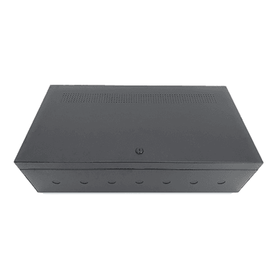 Gabinete Metálico para Chasis de 6 Módulos / Puerta con Bisagra Inferior / Soporte para Baterías / Color Negro