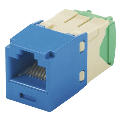 Conector Jack RJ45 / Categoría 6 / 8 Posiciones 8 Cables / 28-30 AWG / Sin Herramienta Impacto / PoE / T568A-B / Azul