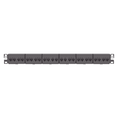 Panel de Parcheo / 24 Puertos / Categoría 6 / 1 UR / Plano / Negro