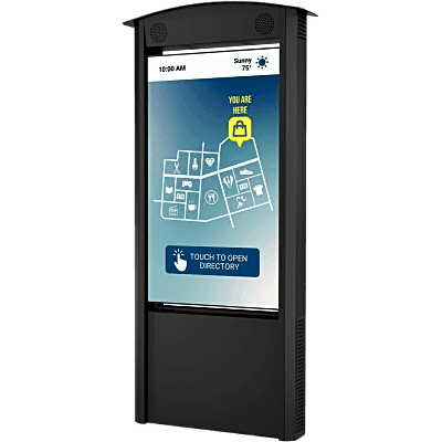 Kiosko Vertical de 55" Xtreme High Bright Outdoor Display / Full HD 1080p / IP66 Display + IP55 Cabinet / Acero Inoxidable y Aluminio / Resistente a Vientos 135 mph / Opción Parlantes 100W / Touch IR 10 Puntos Opcional KOP55XHB-A PEERLESS