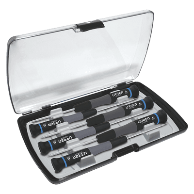 Juego de destornilladores de precisión / 6 piezas Torx T5-T10 / Mango bimaterial / Acero Cr-V-Mo / Estuche PE antideslizante SYS-9501-BT URREA