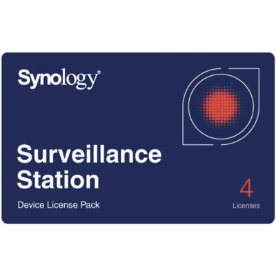 Licencias de Dispositivos de Vigilancia / Paquete de 4 Licencias / Gestión Centralizada CMS / Migración entre NAS/NVR / Compatible con Cámaras IP, Módulos E/S, Altavoces IP y Controladores de Acceso CLP4-E SYNOLOGY