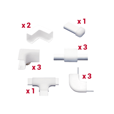 Kit de Accesorios para Canaleta / 13 Piezas / Esquineros Exteriores e Interiores / Secciones L y T / PVC Autoextinguible TMK-0812-ACC THORSMAN