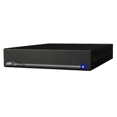 Amplificador Clase D / 2 Canales / 100W @ 8Ω / 150W @ 4Ω / Salida Subwoofer / Control IR / Voltaje Dual 110-240 VCA / Salidas en Bucle