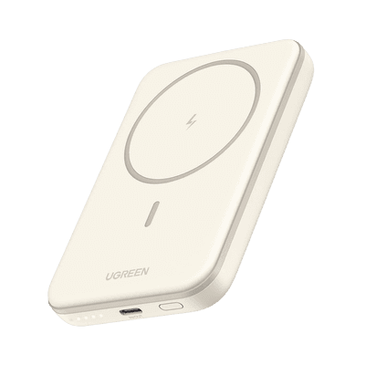 Power Bank MagSafe de 5000mAh | 15W | Carga Inalámbrica y por Cable USB-C | Sistema de Protección Inteligente | Tecnología de Carga Rápida | Ultra Delgado | Ultra ligero | Compatible con iPhone 15/14/13/12 | Color Beige. 25207 UGREEN