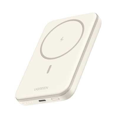 Power Bank MagSafe de 5000mAh | 15W | Carga Inalámbrica y por Cable USB-C | Sistema de Protección Inteligente | Tecnología de Carga Rápida | Ultra Delgado | Ultra ligero | Compatible con iPhone 15/14/13/12 | Color Beige. 25207B UGREEN