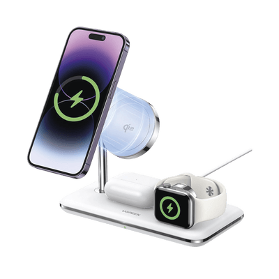 Cargador Inalámbrico MagSafe 3 en 1 | 25W | Certificación Oficial Qi2 | MFI | Perfecto para iPhone, AirPods y Apple Watch | Carga Adaptativa /Simultanea | Luz Indicadora LED | Incluye Cable. 90326 UGREEN