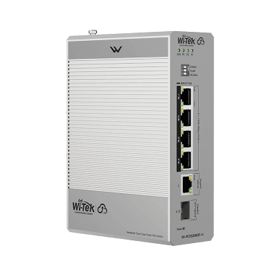 Switch Industrial PoE / 4 Puertos Gigabit PoE++ (802.3bt) 90W / 1 Puerto Gigabit + 1 SFP / Fanless / DIN-Rail / -30°C a 65°C / Presupuesto PoE 55W-300W WI-PCES306GF-H WI-TEK