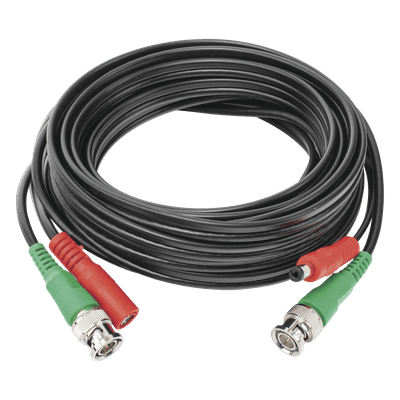 Cable Coaxial Siames / BNC RG59 + Alimentación / 5 m (16.40 ft) / 100% Cobre / 4K / Interior y Exterior