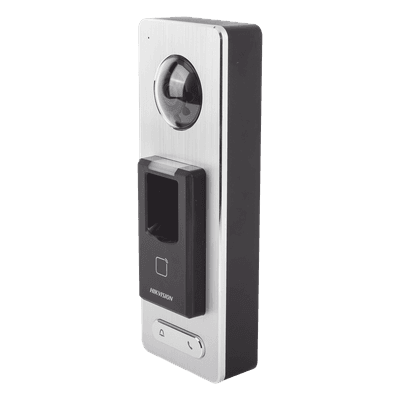 2 EN 1 / Lector Biométrico IP65 con Función de Videoportero y lector QR Incluida/ Llamada a APP de Smartphone Hik-Connect P2P (No requiere monitor) / Soporta Tarjetas - Huellas - Códigos QR / Cámara 2 MP Compatible con DVRs y
