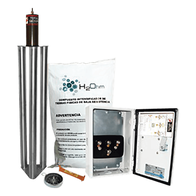 Kit de Puesta a Tierra / 100 A / Electrodo Acero Inoxidable / Filtro LCR / Compuesto H2Ohm / 1/2" Borne