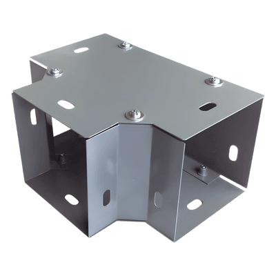 Derivación T Horizontal para Ducto / 100 x 100 mm (3.94 x 3.94 pulg.) / Acero al Carbón / Acabado Gris