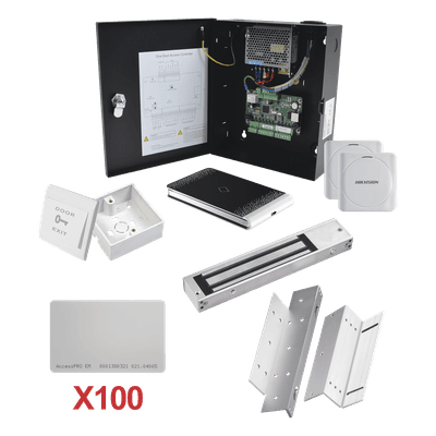 Kit de Control de Acceso / 10,000 Tarjetas / 50,000 Eventos / TCP-IP / Wiegand / Gabinete Metálico / 12 VCC / 0.94 x 0.78 x 0.23 pies
