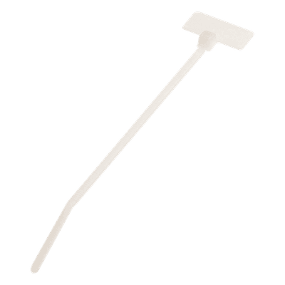 Cincho de Identificación Tipo Bandera / 109 mm x 2.4 mm / Área de Marcado 150.9 mm² / Nylon 6.6 / Rango -60°C a 85°C / Instalación hasta 22.1 mm