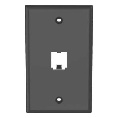 Placa de Pared Vertical / 1 Puerto / Mini-Com / Diseño Plano / ABS / 2.75 x 4.5 in / Negro