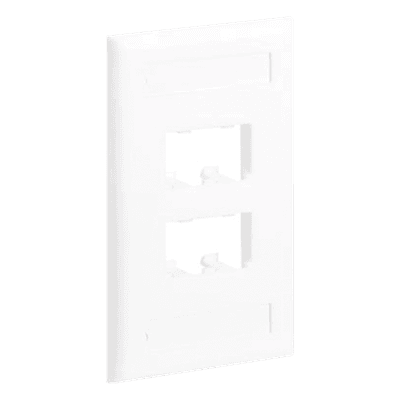 Placa de Pared Vertical / 4 Puertos Mini-Com / Diseño Inclinado / 2.75 x 4.5 in / ABS / Blanco