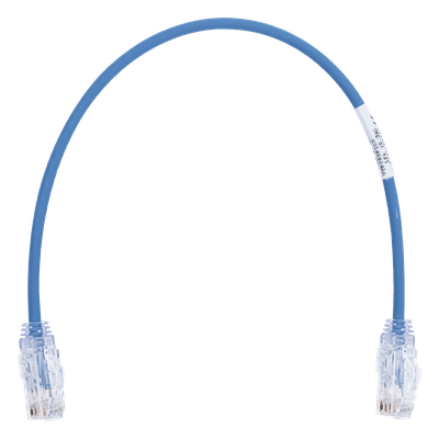 Cable de Parcheo / Cat6 / 28AWG / Diámetro 3.8mm / UTP / 0.3m (1 Pie) / Azul / LSZH