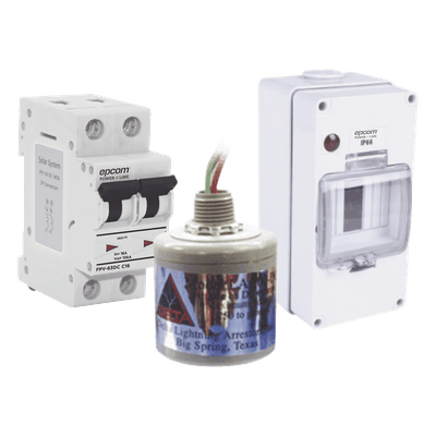 Kit Centro de Carga DC / Supresor 5ns / 800 Vcc 16 A / 2 Polos / Protección Fotovoltaica