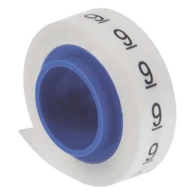 Rollos de Etiquetas Marcadoras / Pre-Impresas 0-9 / Poliéster / 2.4 m (7.87 ft) / Blanco