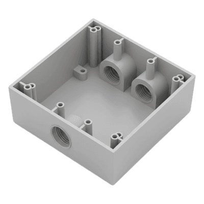 Caja Condulet Cuadrada / 3 Bocas 3/4" (19.05 mm) / Aluminio Diecast / Intemperie / Volumen 483.8 cm³