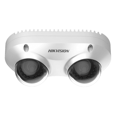 Cámara IP Dual-Lente / 5 Megapixel / 2.8 mm Fijo / WDR 120 dB / IR 10 m (32.8 ft) / IP67 / IK10 / PoE / Audio y Alarma