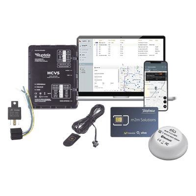 Kit Localizador 4G LTE / Rastreador GPS / CAN Bus FMS-J1708-J1939 / Anti-Jammer / Paro Motor / 1 Año Datos / Sensor Temperatura-Humedad / Botón SOS / Relay