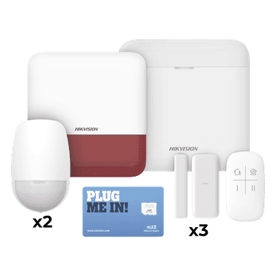 Kit de Alarma Inalámbrico / 48 Zonas / Triple Conexión GSM/Wi-Fi/Ethernet / 433 MHz Bidireccional / Sirena Exterior Incluida