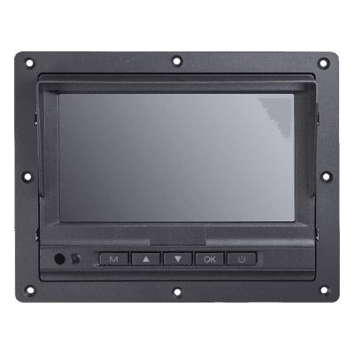 Monitor Táctil LCD / 7 Pulgadas / 3 Canales de Video / 2 Canales de Alarma / Conector Aviación 4 Pines / Operación -20°C a 70°C
