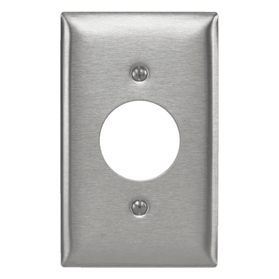 Placa para Receptáculo / Acero Inoxidable 302/304 / No Magnética / 1 Abertura 1.6" (40.6 mm) / Compatible 15, 20 y 30 A