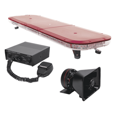 Kit de Señalización para Emergencias / Barra LED 108 Unidades / Sirena 100 W / 13 Patrones de Destello / Bocina Uso Rudo / Control de Tráfico Ámbar