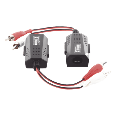 Balun Extensor de Audio / 800 m (2625 pies) / RCA a RJ45 / CAT5-6 / Protección TVS Grado 3 / 60 dB Rechazo Diafonía