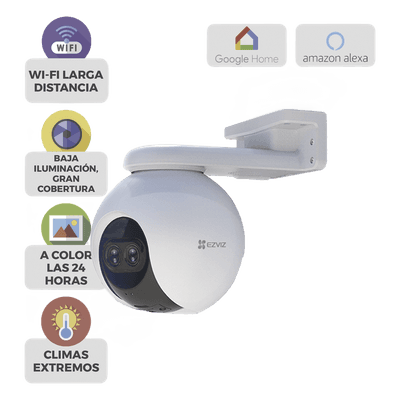 Cámara PT IP / 2 Megapixel / Lente Dual 2.8 mm y 12 mm / Visión Nocturna Color 30 m (98.4 ft) / Wi-Fi 2.4 GHz / IP65 / Cobertura 360°