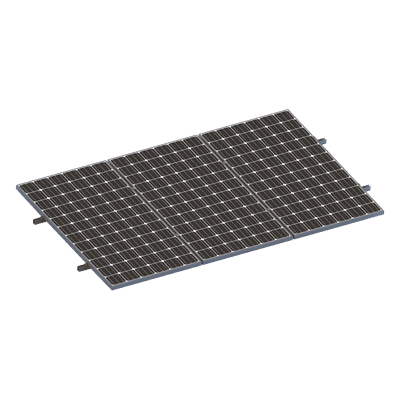 Kit Minirieles para Panel Solar / Arreglo 1x3 / 3 Paneles de 35mm / Montaje Plano en Lámina / 8 Rieles / Sujetadores Incluidos