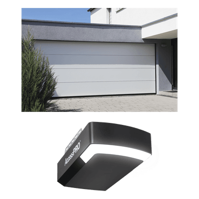 Kit Puerta Garage / 14x8 Pies (4.27x2.44 m) / Lisa Línea Central / Blanco / Insulada / Motor 1/2 HP DC / Riel Cadena Tipo C