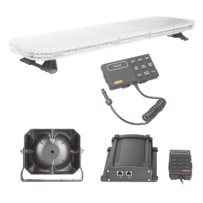Kit de Señalización para Seguridad Pública / Barra LED 88 LEDs / Sirena 100W / Control de Tráfico Ámbar / IP65 / 45 Patrones de Destello