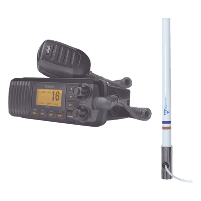 Kit de radio marina con antena de fibra de vidrio / 156-163 MHz / 25W / 2.4 m (7.9 ft) / Omnidireccional / IPX4