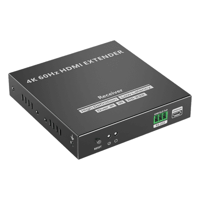 Receptor HDMI IP / 4K UHD @60Hz / 18 Gbps / Cat 6/6a/7 hasta 120 m (393.7 ft) / HDCP 2.2 / IR 20-60 kHz