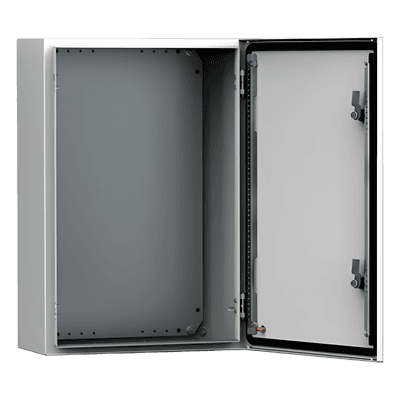 Gabinete de Uso Exterior / 500x400x260 mm / 19.7x15.7x10.2 in / IP66 NEMA 4/12/13 / IK10 / Acero 1.5 mm / Platina de Montaje