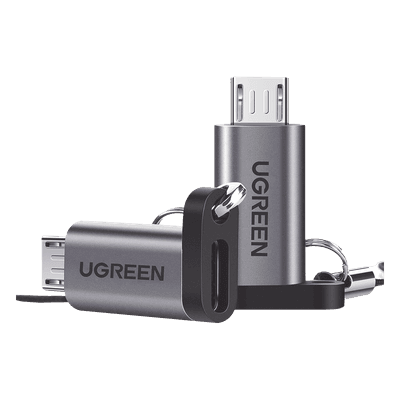 Adaptador USB-C a Micro USB / Carga Rápida FCP/QC2.0 / Transferencia 480 Mbps / Cable Integrado / Conector Aluminio