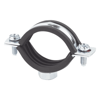 Abrazadera Isofónica Reforzada / Diámetro 28 mm / Carga 150 kg / Rango Térmico -30°C a +120°C / Acero 1.75-2.3 mm / Recubrimiento Cincado 3 micras