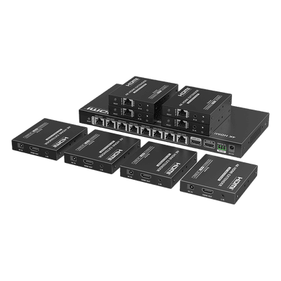 Extensor HDMI sobre IP / 1x8 Distribuidor / 4K @ 60 Hz / 70 m (229.7 ft) / HDR10 / 18 Gbps / PoC / S/PDIF / RS232