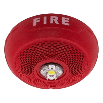 Bocina con Lámpara Estroboscópica LED / Montaje en Techo / Lente Rojo / Candela Seleccionable / 25-70.7 VRMS / 1/4-2 W