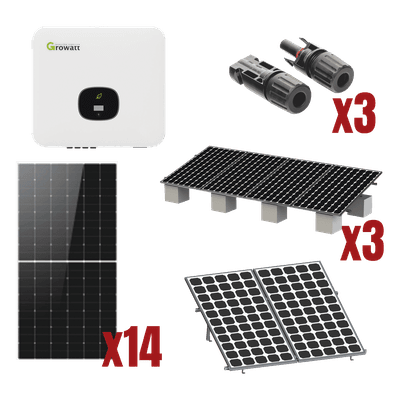 Kit Solar de Interconexión a Red / 8 kW / 220 Vca / Inversor Monofásico / 14 Módulos Fotovoltaicos 645 W / Montaje para 6 Módulos