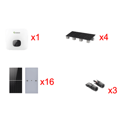 Kit Solar de Interconexión / 10 kW / 220 Vca / 16 Paneles 645W / Inversor 98.4% Eficiencia / Montaje para 4 Módulos