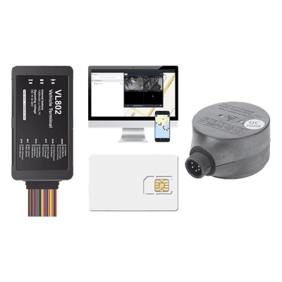 Kit localizador vehicular / 4G LTE / BLE / RS485 / Audio bidireccional / Sensor ultrasónico de combustible / SIM incluida